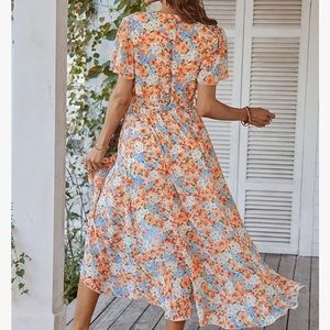 Faux wrap floral dress